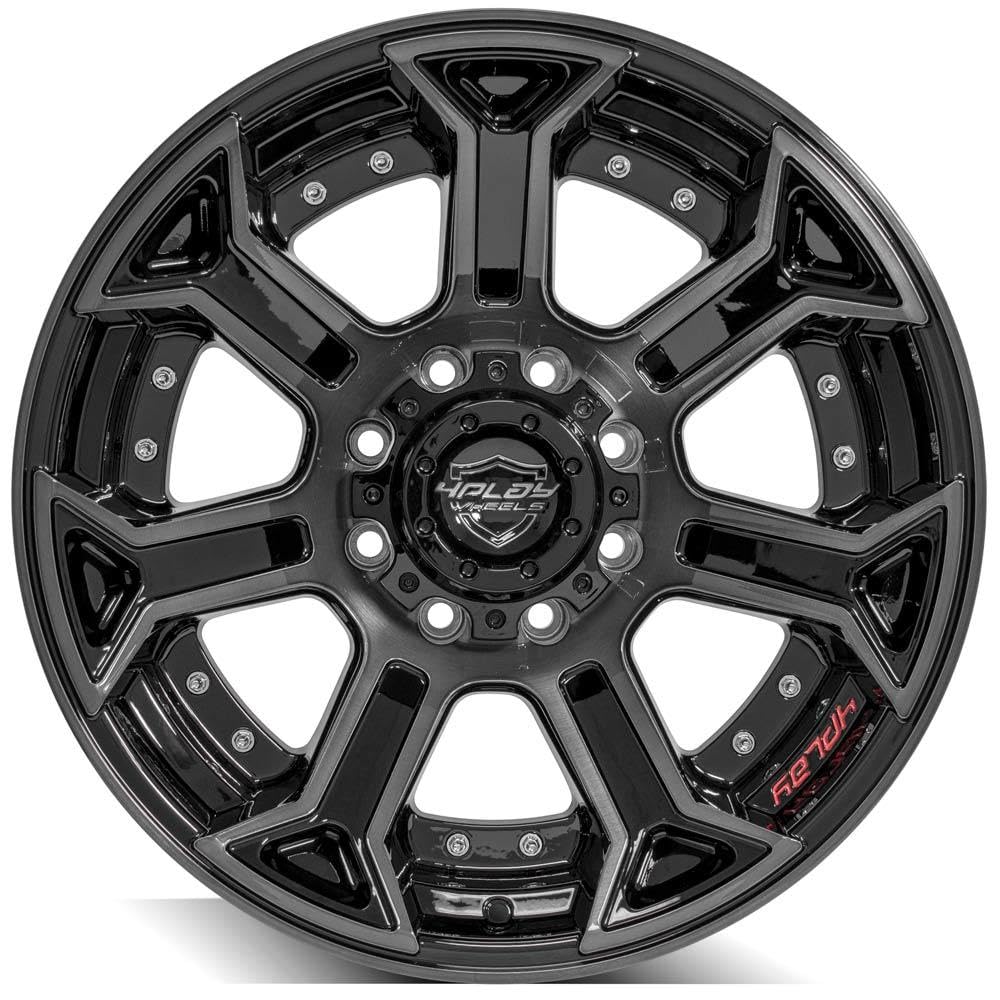 4PLAY Wheels 20 Inch Rim 4P70 Fits 8x170 20x10 Gloss Black Brushed with Tinted Clear (1)