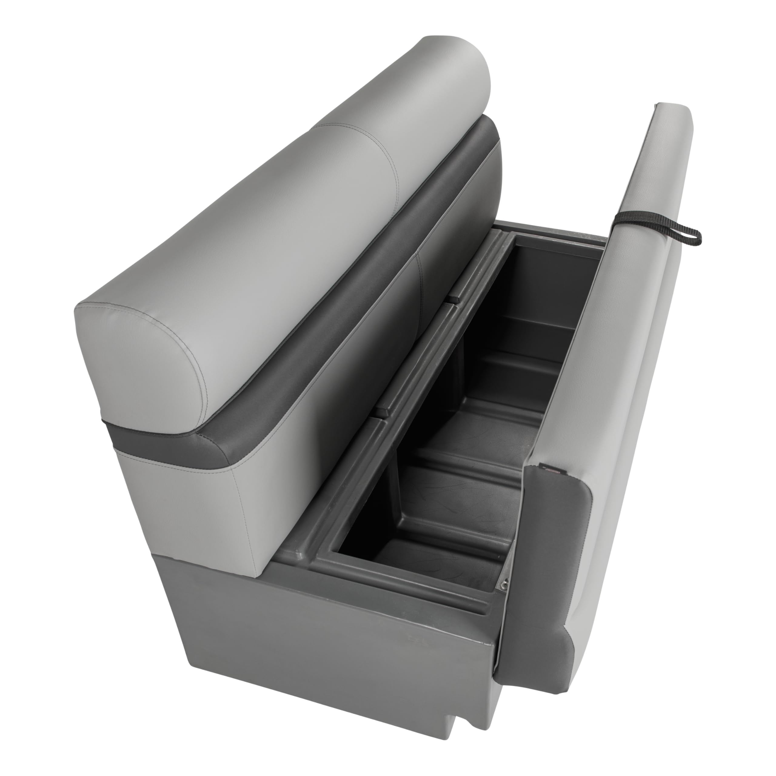 Rockport Series Lippert 50" Straight Pontoon Bench Seat, Measures 50" L x 26" W x 30" H, Marine-Grade Vinyl, High-Density Foam, Easy Installation, Fits Most Pontoons, River Rock – 20221094094