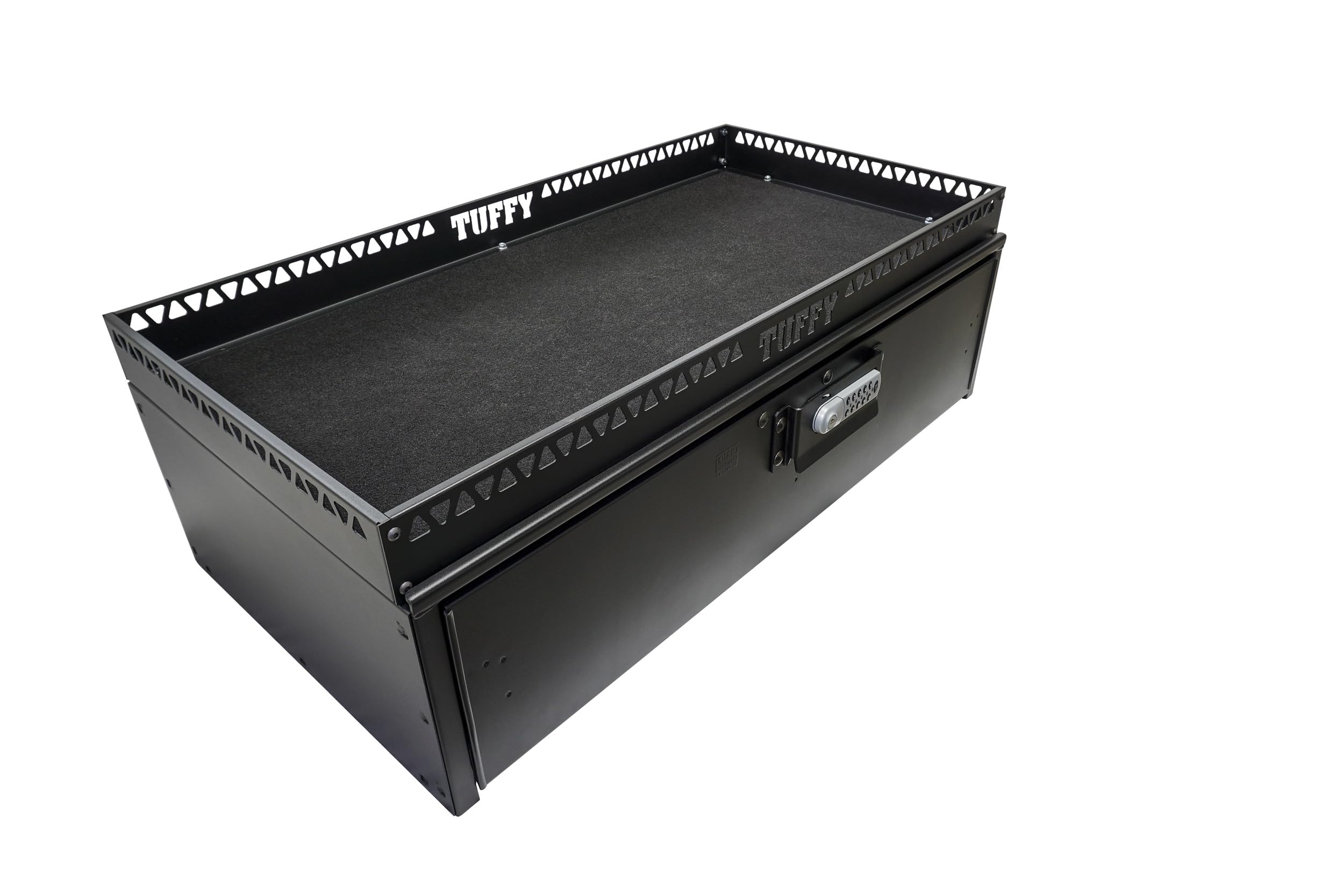 Security Drawer Tuffy with Shelf – Universal Fit for Mid-Sized SUVs | Heavy-Duty Locking Cargo Storage Box | Black Steel, 85 lb Capacity