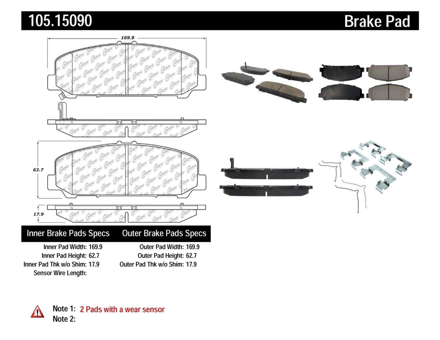 Brake Pad StopTech 105.15090, Ceramic