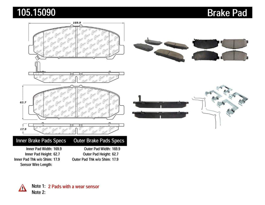 Brake Pad StopTech 105.15090, Ceramic