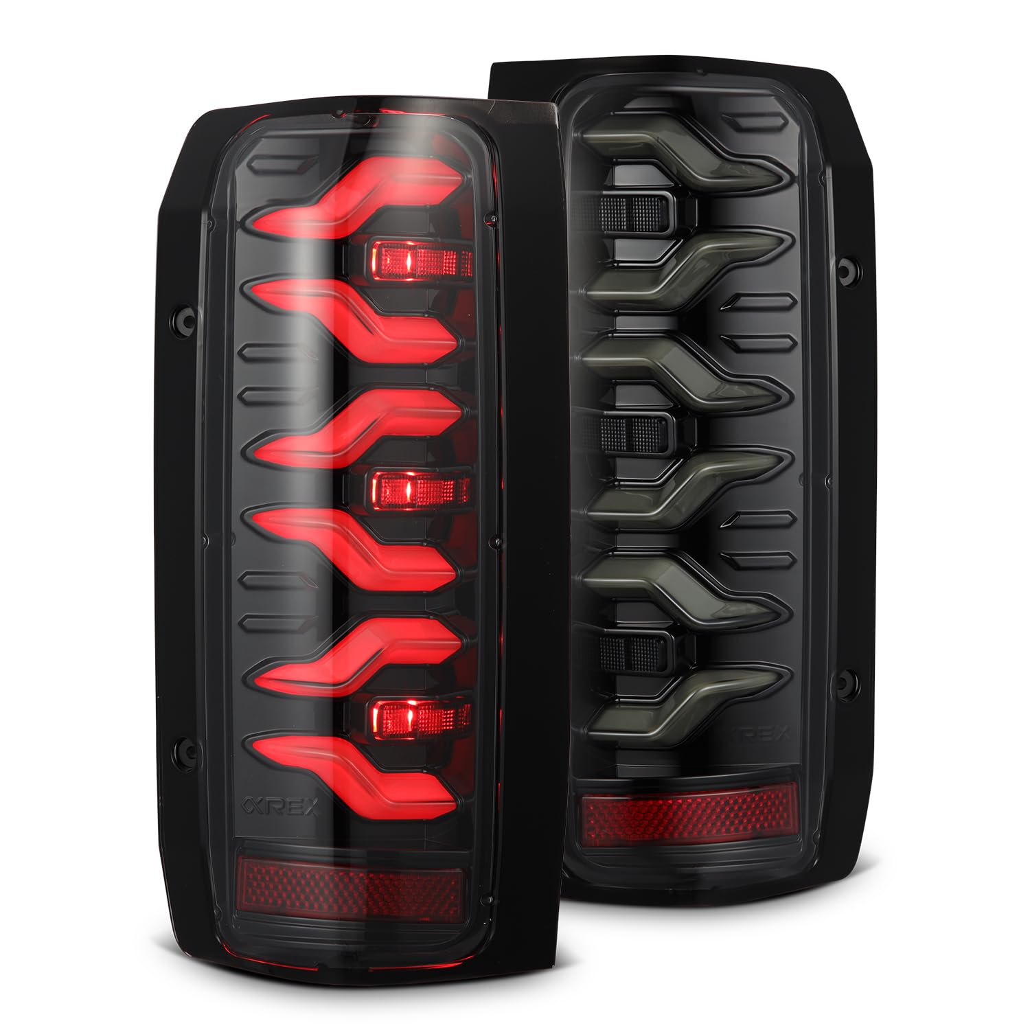 For Alpharex 87-96 F-Series F150 F250 F350/Bronco LUXX-Series LED Tail Lights Alpha-Black