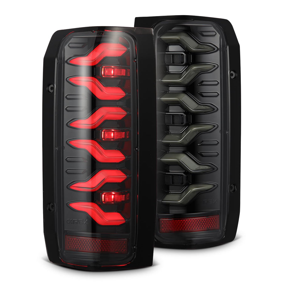 For Alpharex 87-96 F-Series F150 F250 F350/Bronco LUXX-Series LED Tail Lights Alpha-Black