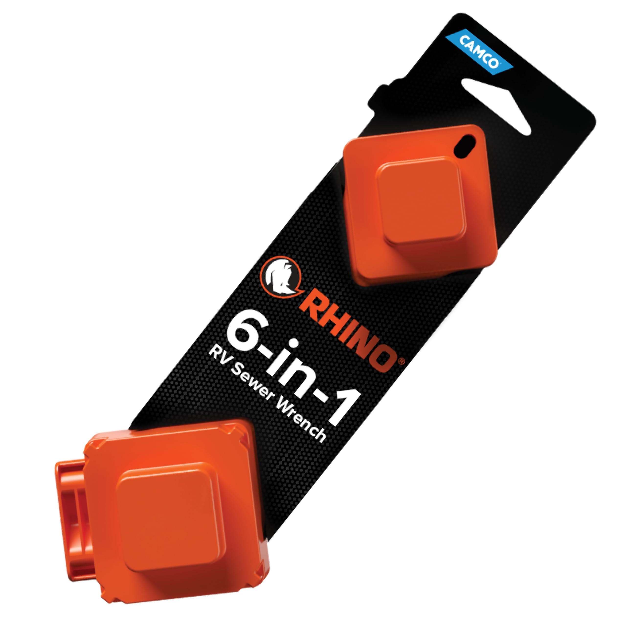 Camco 6-in-1 RhinoFLEX RV/ Camper Sewer Wrench - Compatible with 3-Inch and 4-Inch Male or Female Sewer Clean-out Plugs, Slotted or Flush Sewer Plugs, and All 4-in-1 Adapters (39755)