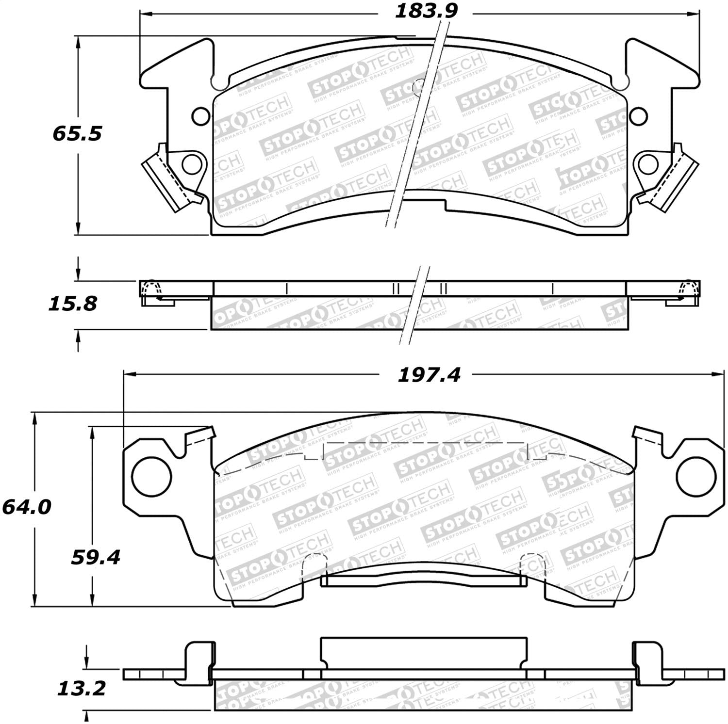 Front StopTech 308.00520 Brake Pads with Shims and Hardware Street
