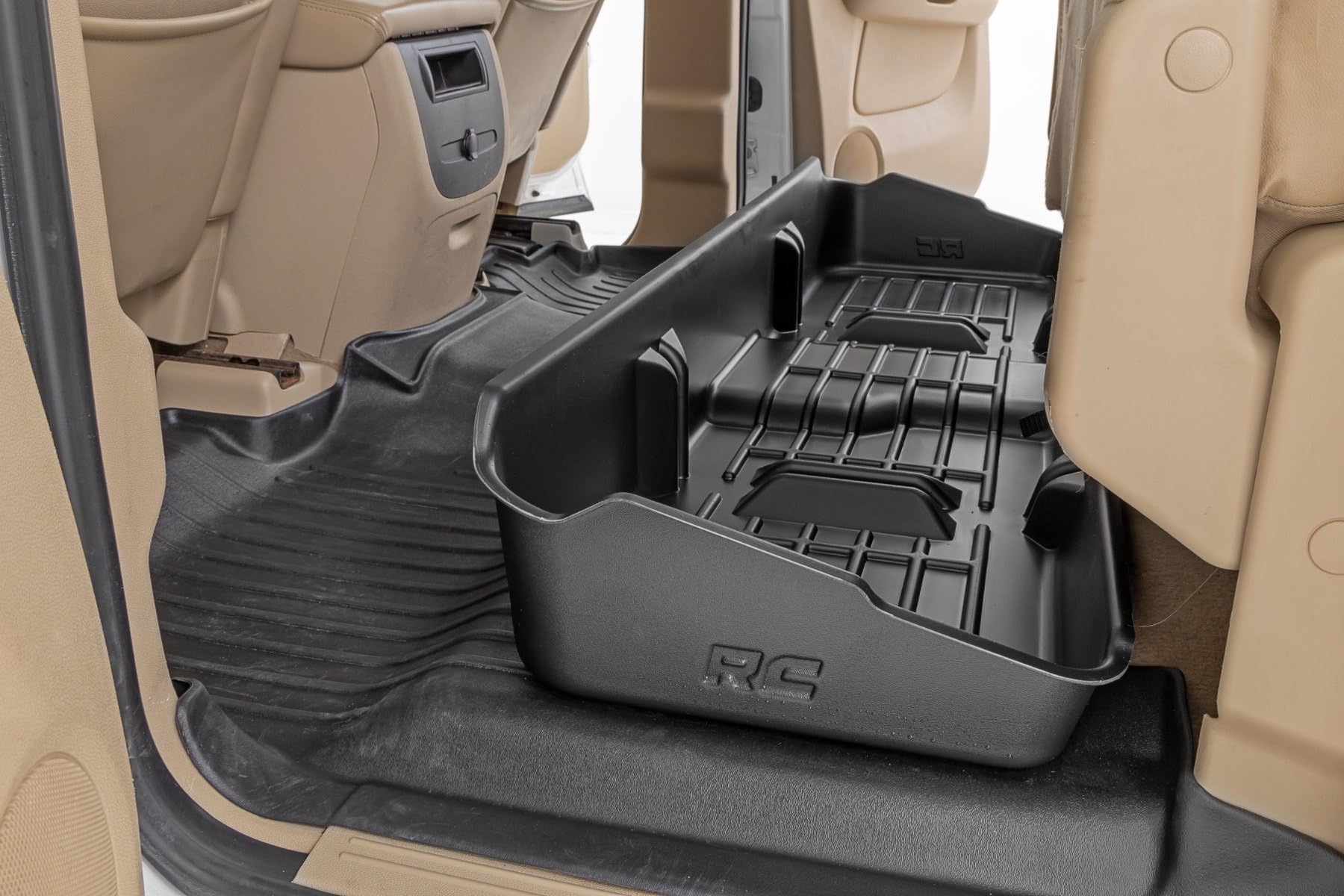 Under Seat Storage Rough Country for Chevy Silverado 1500 & GMC Sierra 1500 (2007-2013) CrewCab - Custom-Fit, Durable, Anti-Skid Under Seat Truck Storage
