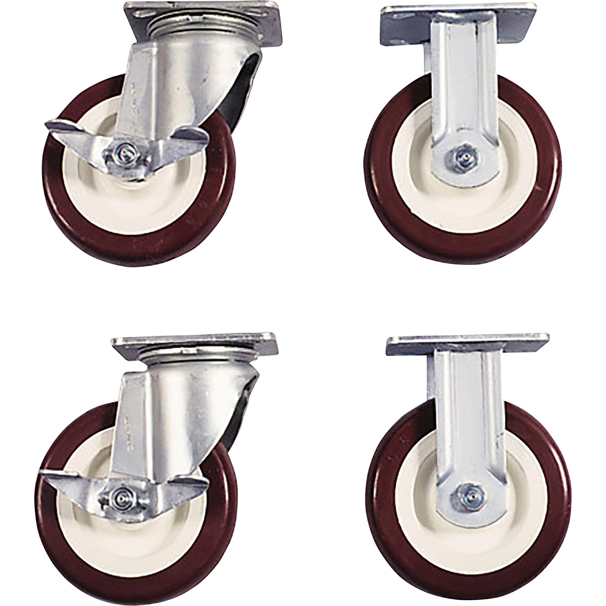 6" Knaack Poly Caster Set w/Brakes, Non-Marking Polyurethane, Black/Silver - 516