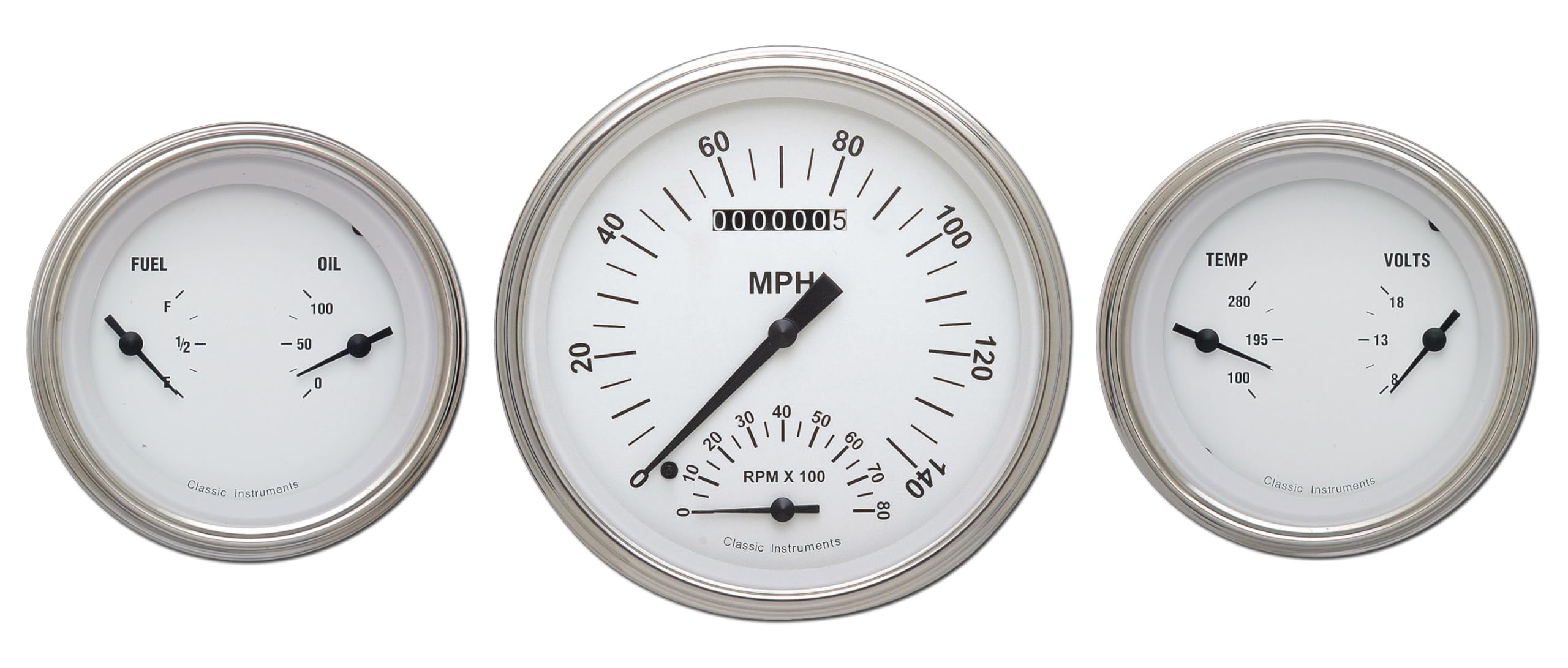 WH61SLF Classic Instruments White Hot Three Gauge Set