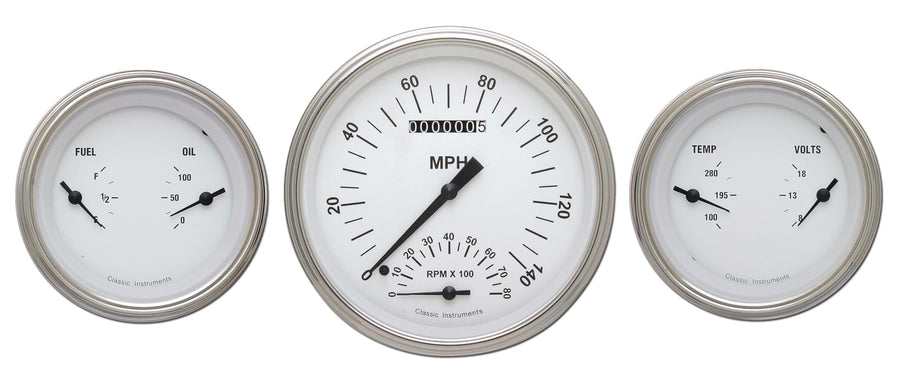 WH61SLF Classic Instruments White Hot Three Gauge Set