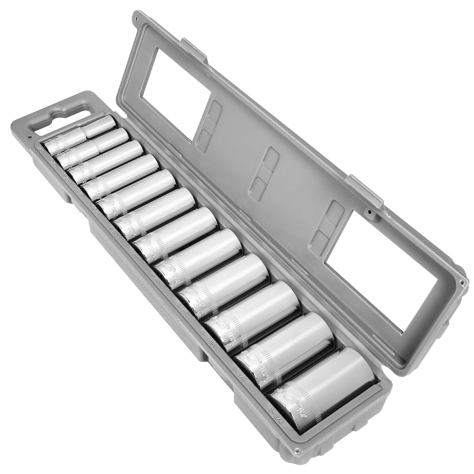 12 Pc. Ingersoll Rand 1/2 in. Drive Deep Socket Set - SAE 6 Pt.- 752054