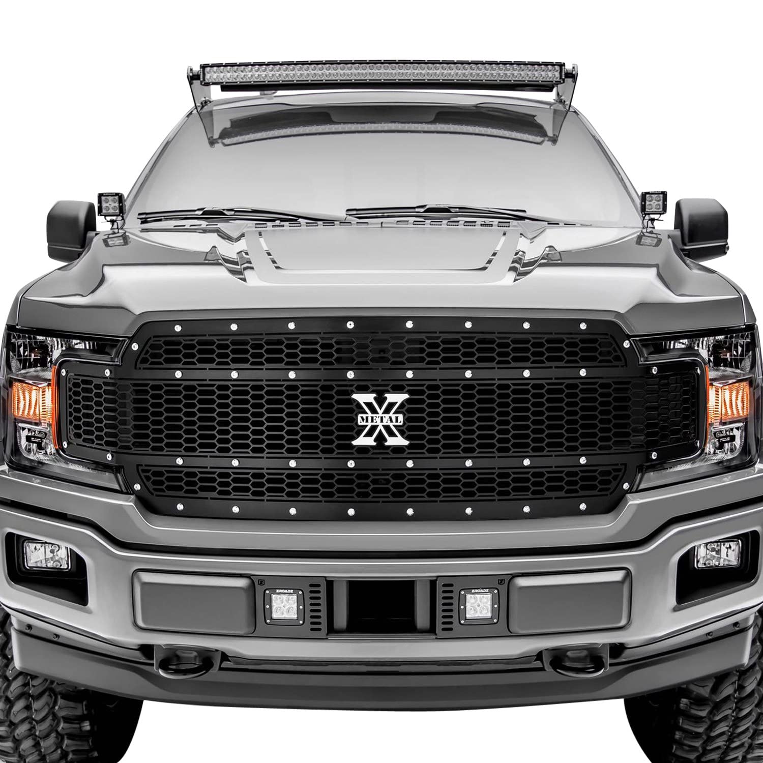 Laser X Grille 2018-2020 F-150, Black, 1 Pc, Replacement, Chrome Studs, Does Not Fit Vehicles with Camera - PN #7715841