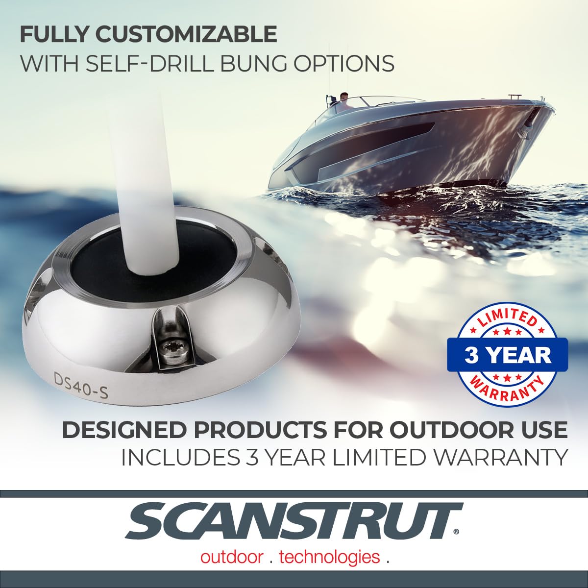 Scanstrut Large DS40-S Cable Seal for Connectors Up to 40mm, Cables 12-15mm - Stainless Steel