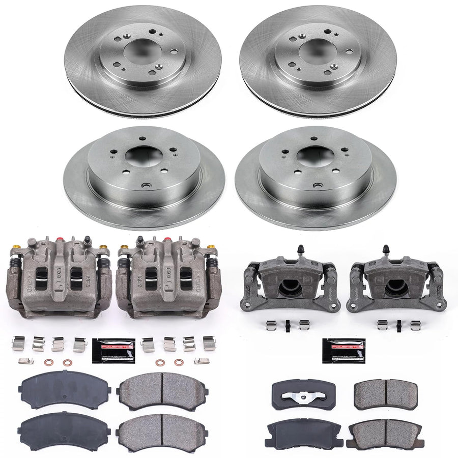 Power Stop Autospeciality Replacement Front and Rear Caliper Kit- OE Rotors, Brake Pads, Ceramic Calipers