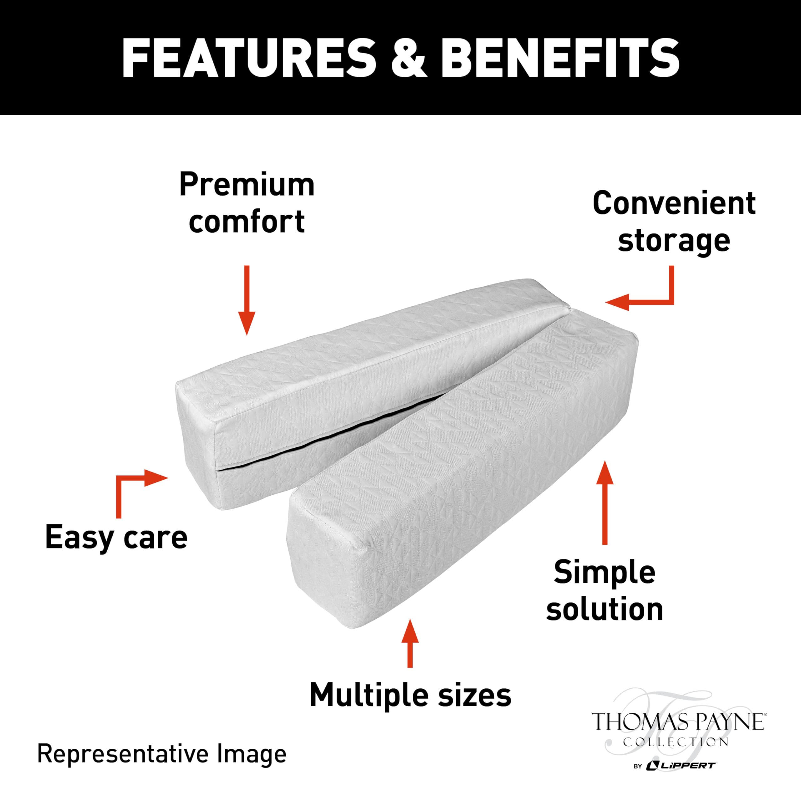 30" x 6" x 10" Thomas Payne Short Queen RV Bed Extender for Full-Size Queen Conversion, Made from Polyurethane and Synthetic Fiber, Includes Fabric Hinge, Removable Zippered Cover - 2022323582