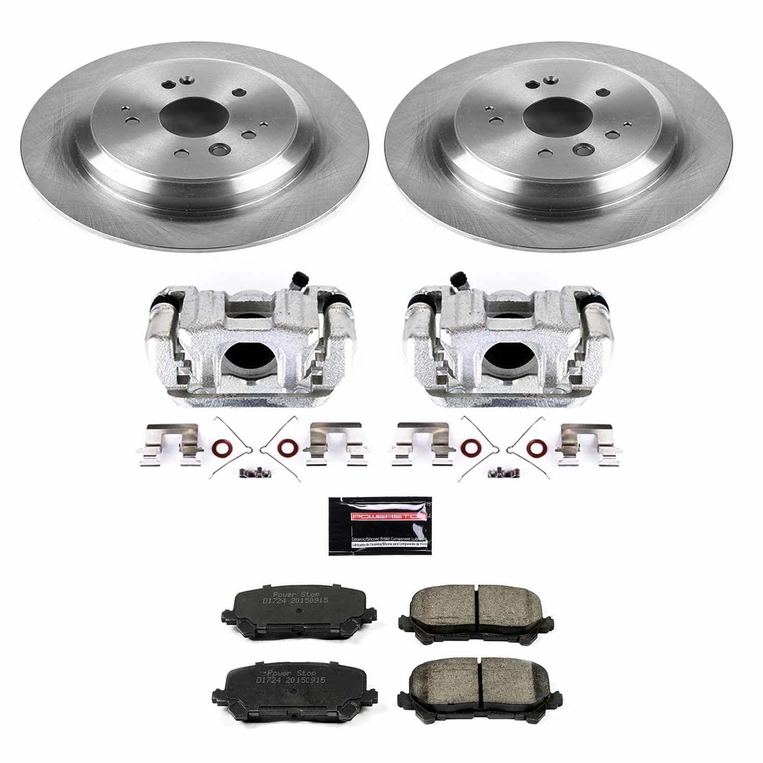 Power Stop KCOE6953 Replacement Autospecialty Rear Caliper Kit-Rotors, Ceramic Brake Pads, Calipers For Acura MDX 2014-2016 [Model Specific]