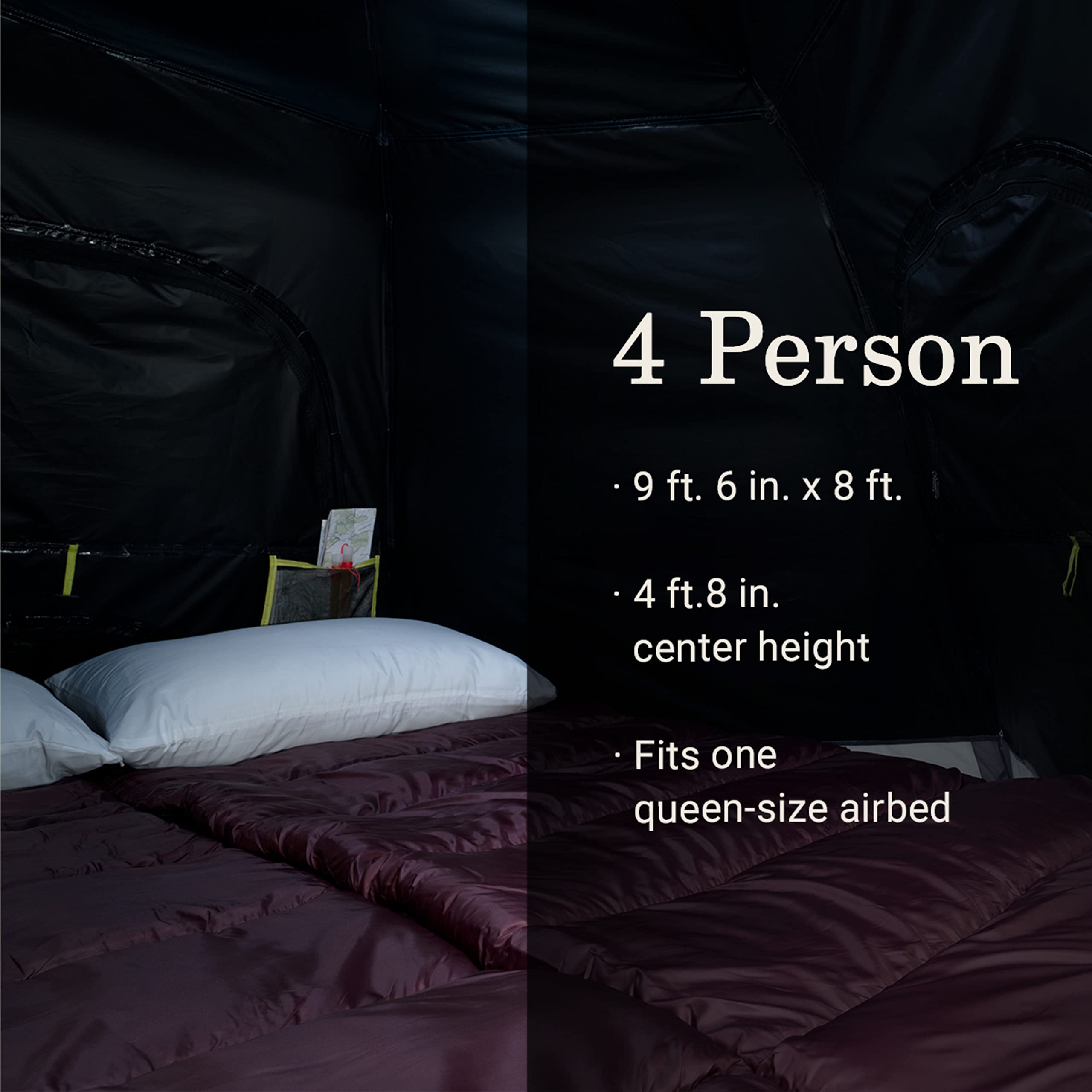 Coleman 4-Person Camp Burst Tent, Umbrella-Style Pop-Up Camping Tent with 45s Easy Setup, Dark Room Technology, Waterproof Seams, 360° Views, Durable Frame, Convenient Pockets and E-Port