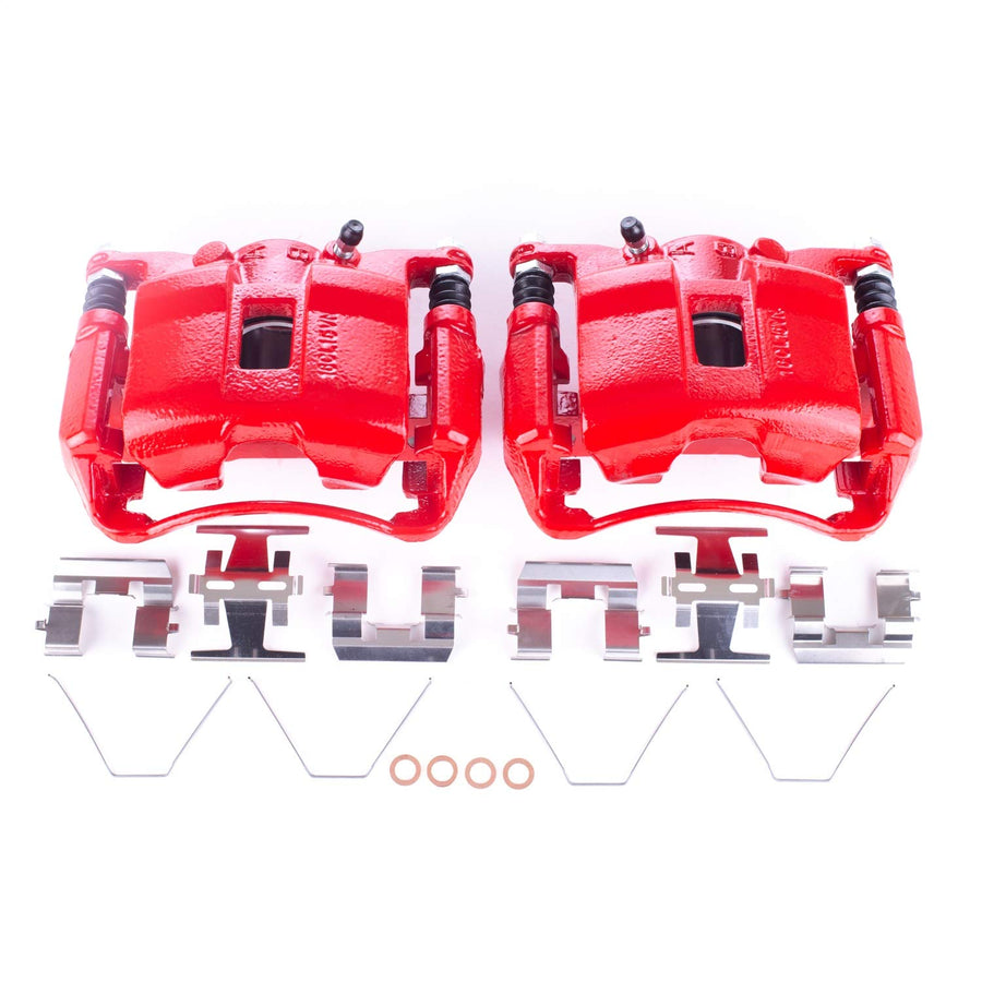 Power Stop Pair of High-Temp Red Powder Coated Front Calipers For Acura CSX 2006-2011, Honda Civic 2006-2015 [Model Specific]