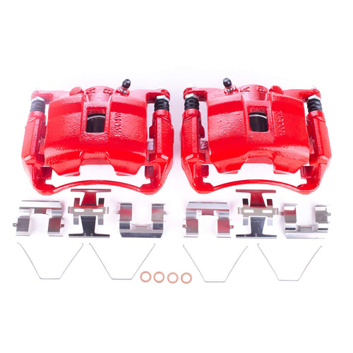 Power Stop Pair of High-Temp Red Powder Coated Front Calipers For Acura CSX 2006-2011, Honda Civic 2006-2015 [Model Specific]