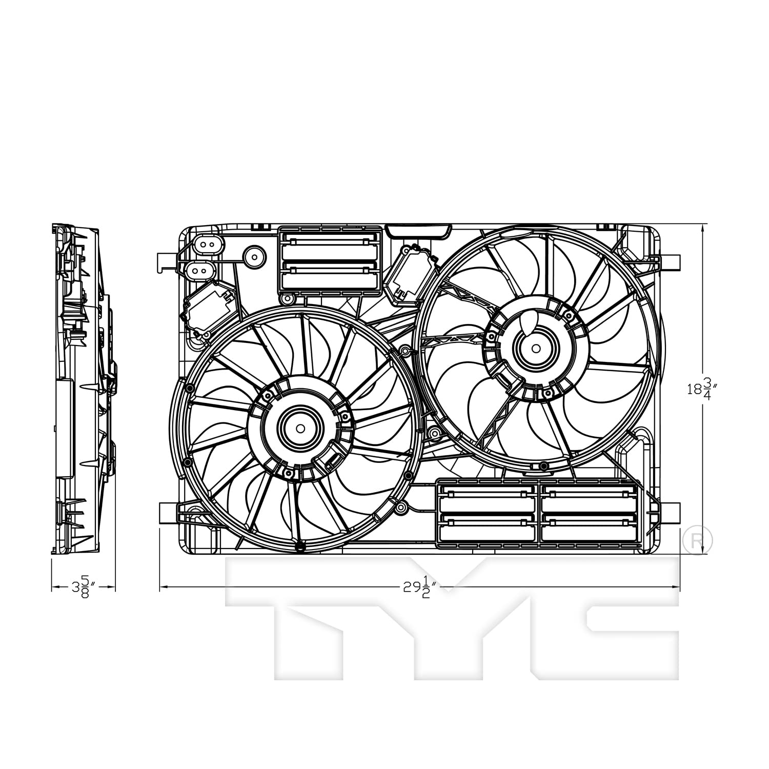 Cooling Fan Assembly TYC 623800 Compatible with 2017-2019 Ford Escape