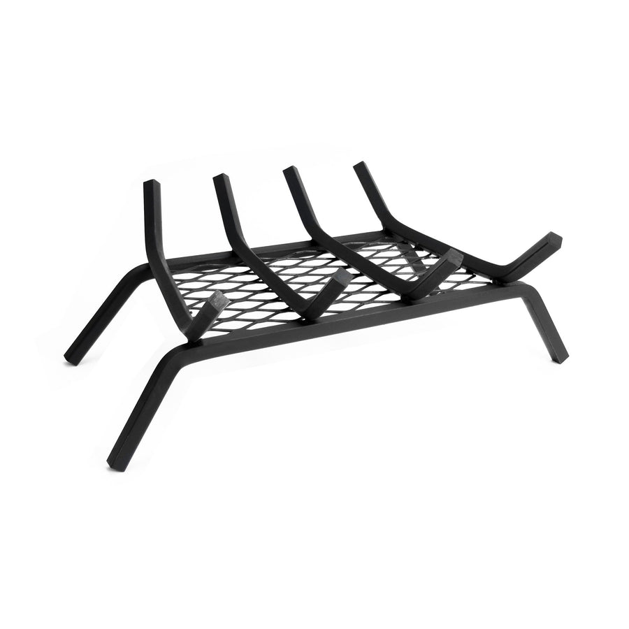 1/2" Solid Steel Pleasant Hearth Fireplace Grates With Ember Retainer, Black, 18-Inch