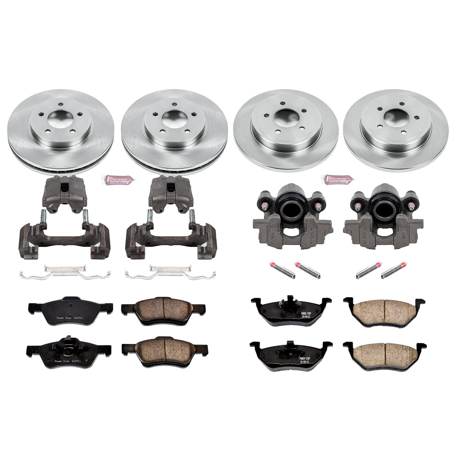 Power Stop KCOE4024A 1-Click Autospecialty OE Replacement Brake Kit with Calipers For Ford Escape 2007, Mazda Tribute 2005-2006 [Model Specific]