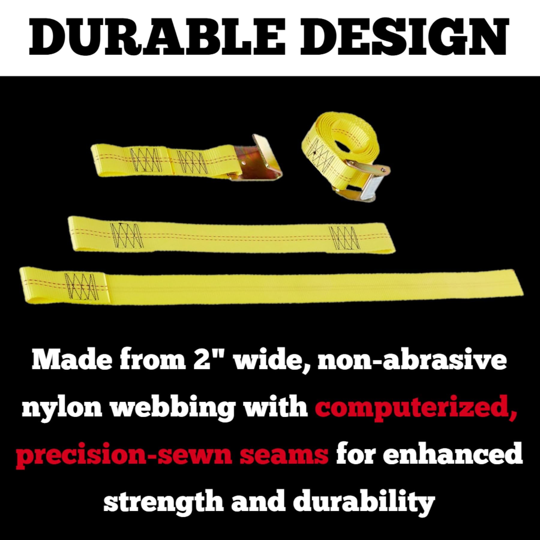 Single Roadmaster 2150 Universal Tie Down Strap | Compatible with Tires up to 30" Diameter & 11" Tread Width | 2" Wide Nylon Webbing | 5,000 Pound Capacity | Secures Vehicle to Tow Dolly