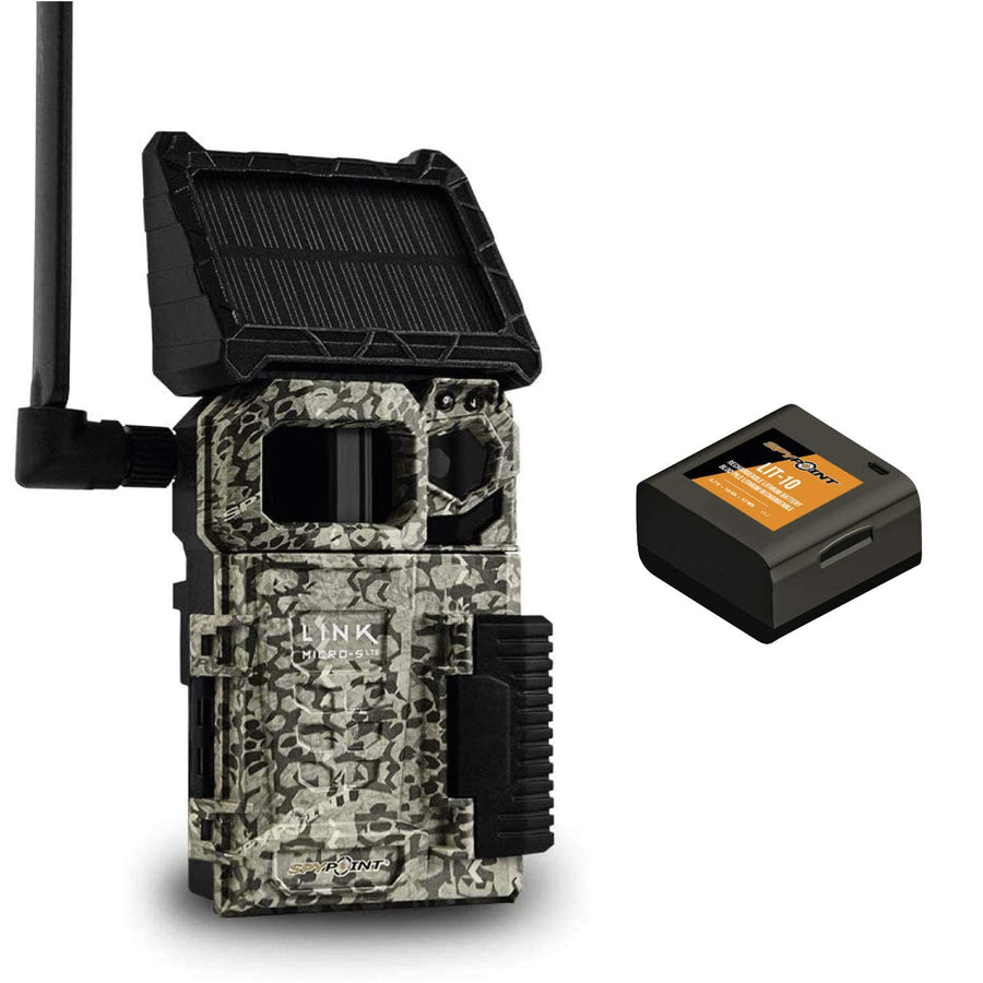 SPYPOINT Trail Camera Link-Micro-S-LTE Cellular Solar Panel 10MP Photos Night Vision 4 LED Infrared Flash 80'Detection Flash Range 0.4second Trigger Speed Game Cell Cameras for Hunting-For USA only