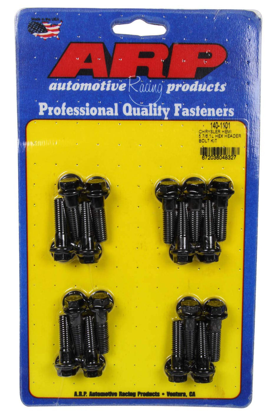 Header Bolt ARP, 8 mm x 1.25 Thread, 1.181 in Long, Hex Head, Washers Included, Chromoly, Black Oxide, compatible with Mopar Gen III Hemi, Set of 16