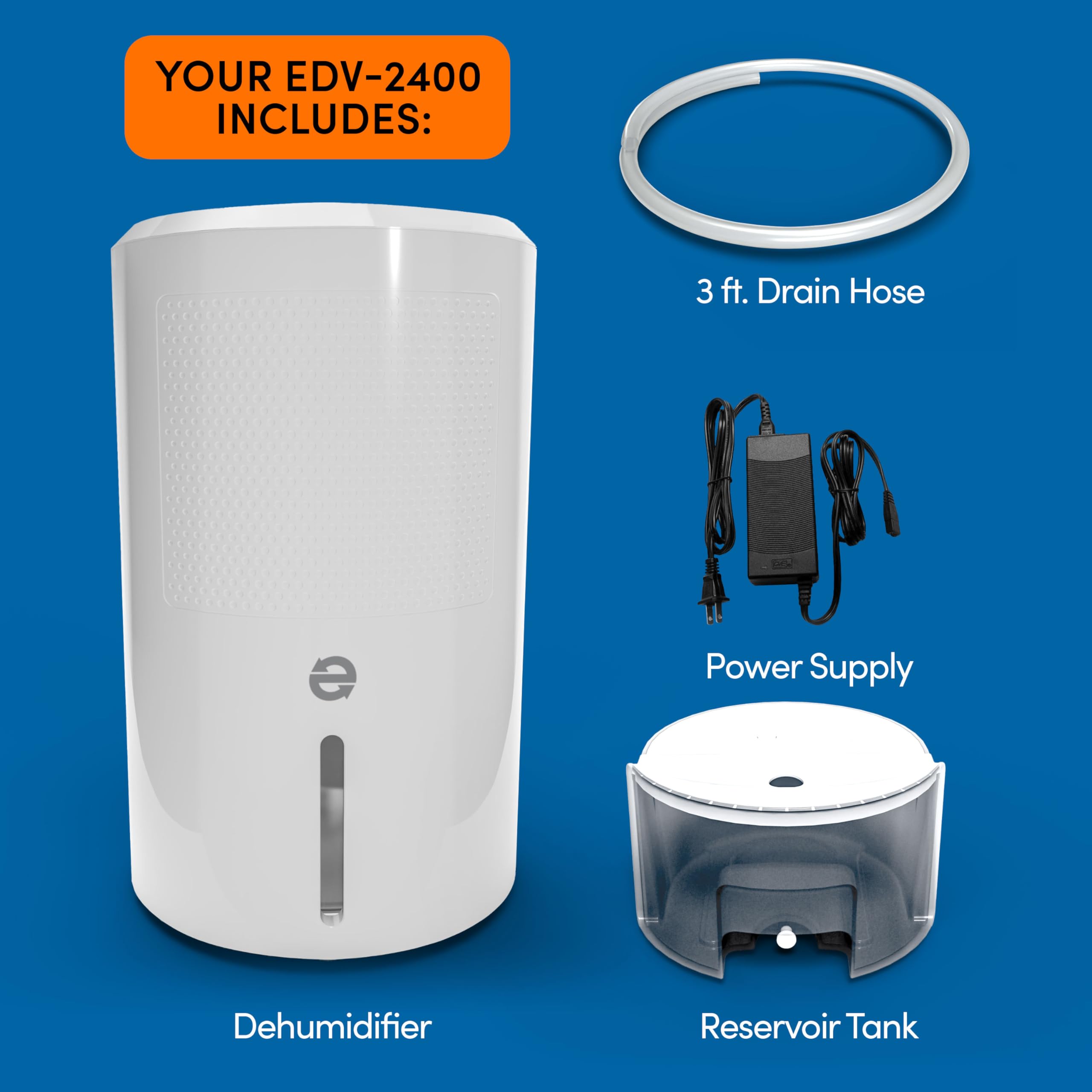 Eva-Dry EDV-2400 Dehumidifier Compact and Powerful | Eliminate Moisture | Energy Efficient | Quiet | Portable | Includes 3-Foot Drain Hose | Ideal for Home, Office, and RV