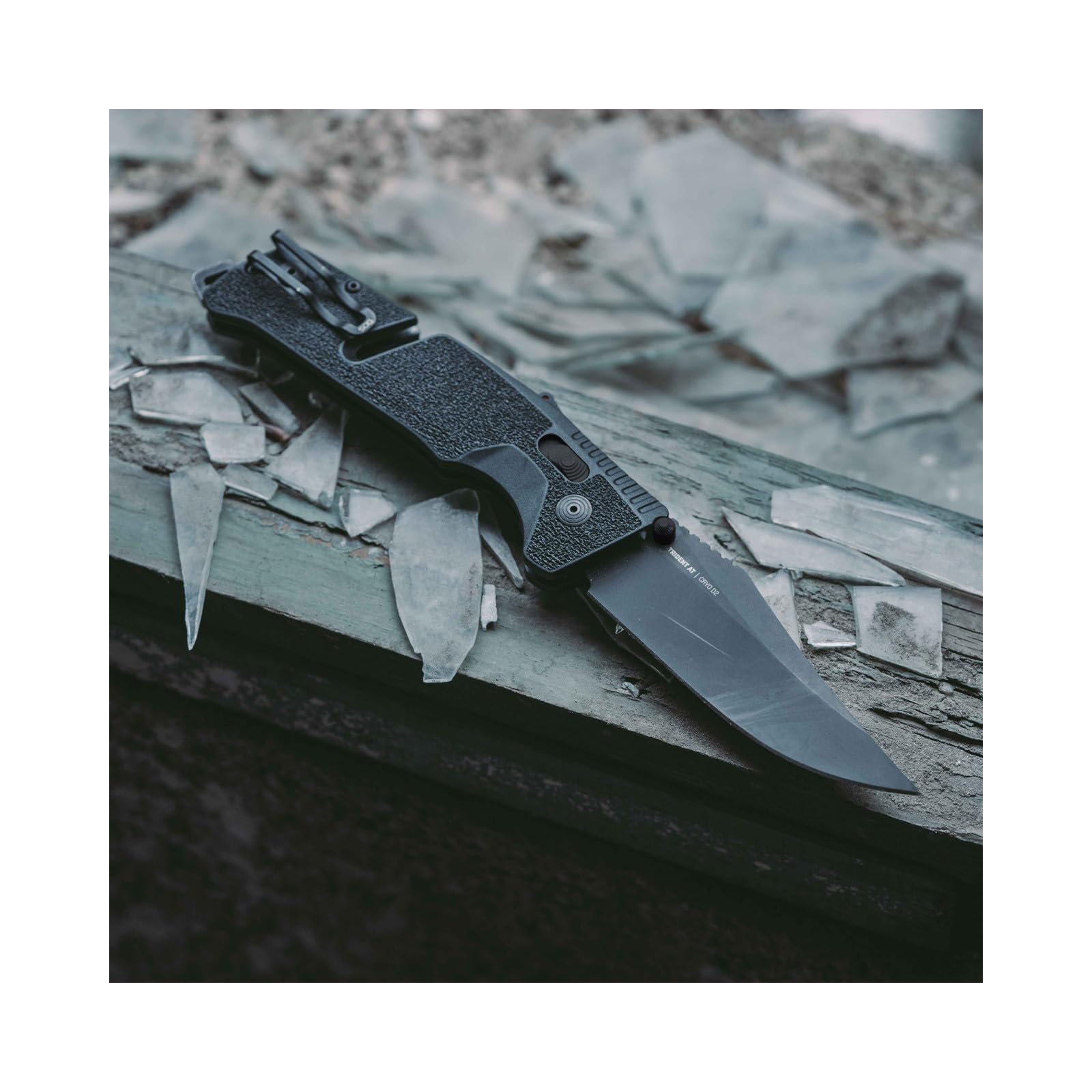 SOG Ambidextrous Trident Professional Straight Folding Knife | Heat-Treated CRYO D2 3.75" Stainless Steel Blade, Blackout