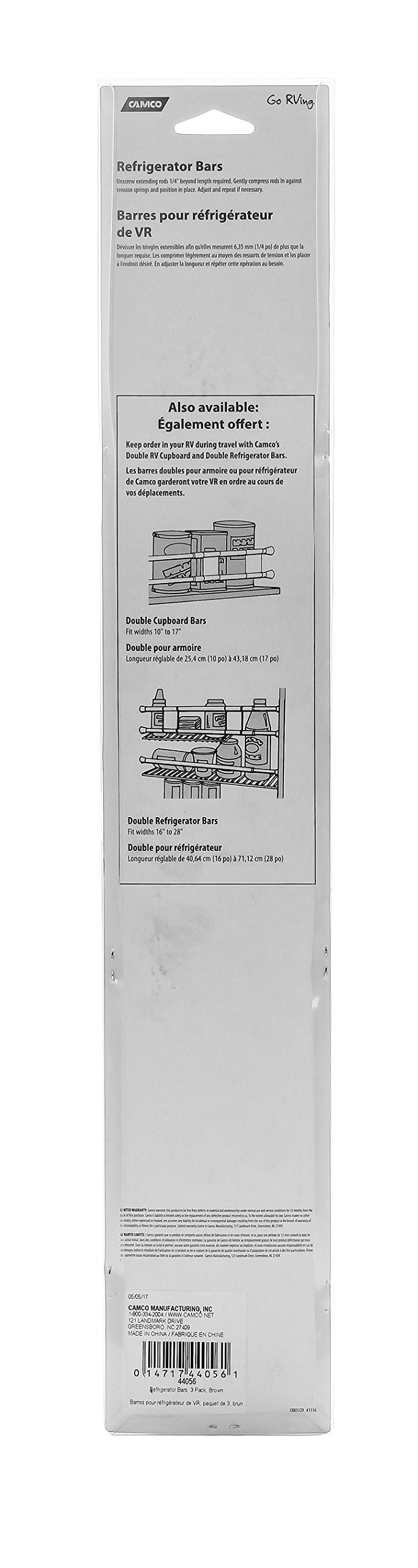 Brown Camco Refrigerator Bar - 16" to 28" - 3 Pack (44056)