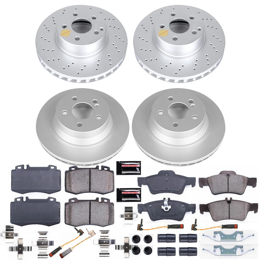 Power Stop CRK7764 Geomet Coated Front & Rear Brake Kit For Mercedes-Benz E500 2004-2006 [Model Specific]