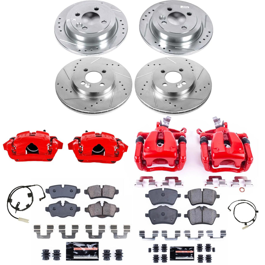 Z23 Evolution Power Stop KC6301 Front and Rear Brake Caliper Kit-Brake Rotors, Carbon-Fiber Ceramic Brake Pads, Calipers For Mini Cooper 2007-2010 [Model Specific]