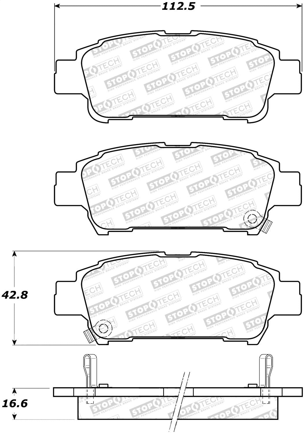 Rear StopTech 308.09950 Brake Pads with Shims and Hardware