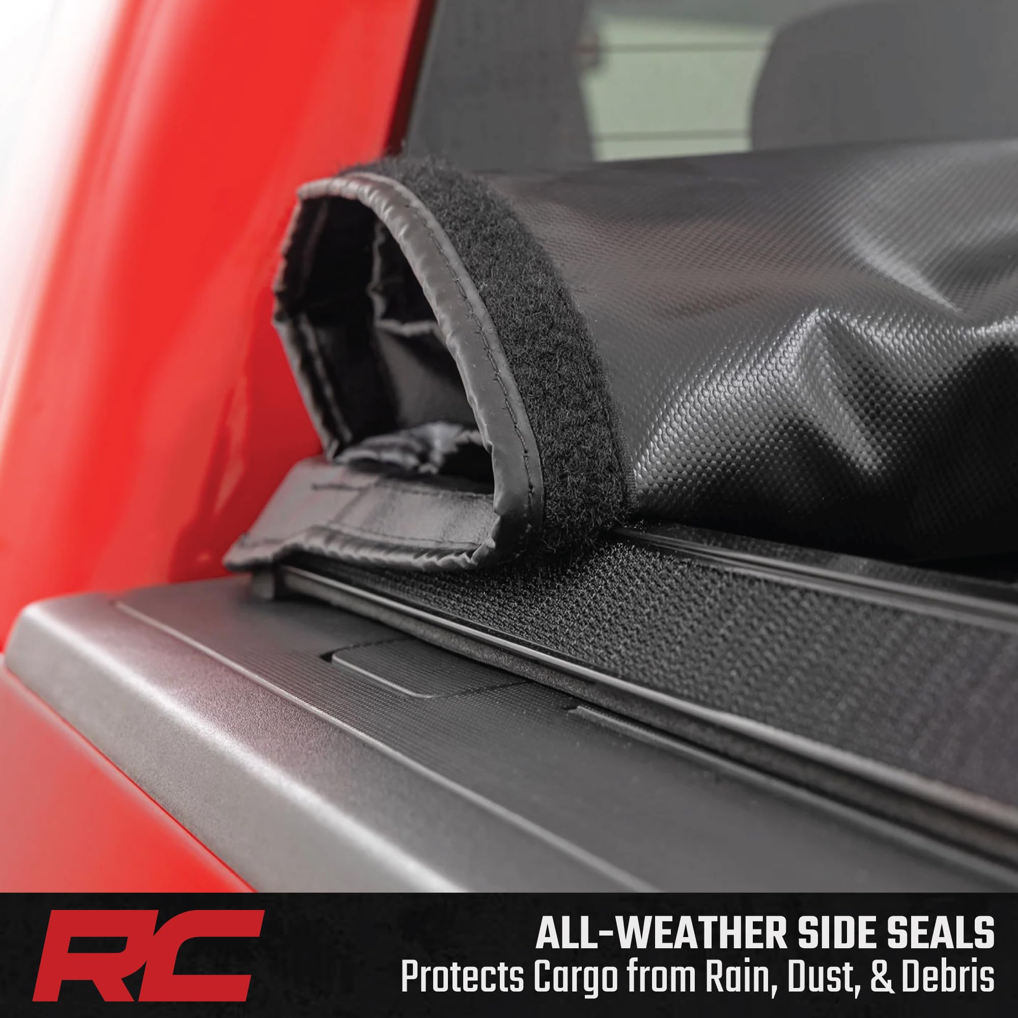 Soft Roll-Up Bed Cover Rough Country for Chevy Silverado & GMC Sierra 1500/2500HD/3500HD (2014–2019 & Classic) - Fits 6'7 Bed, Low-Profile Vinyl Tonneau Cover