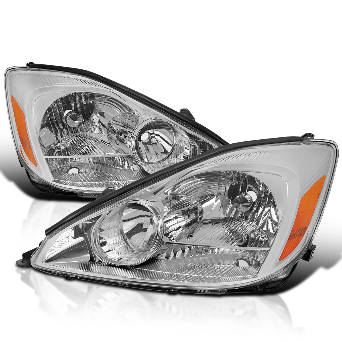 Chrome Headlights Spec-D Tuning Compatible with 2004-2005 Toyota Sienna, Left + Right Pair Headlamp Assembly