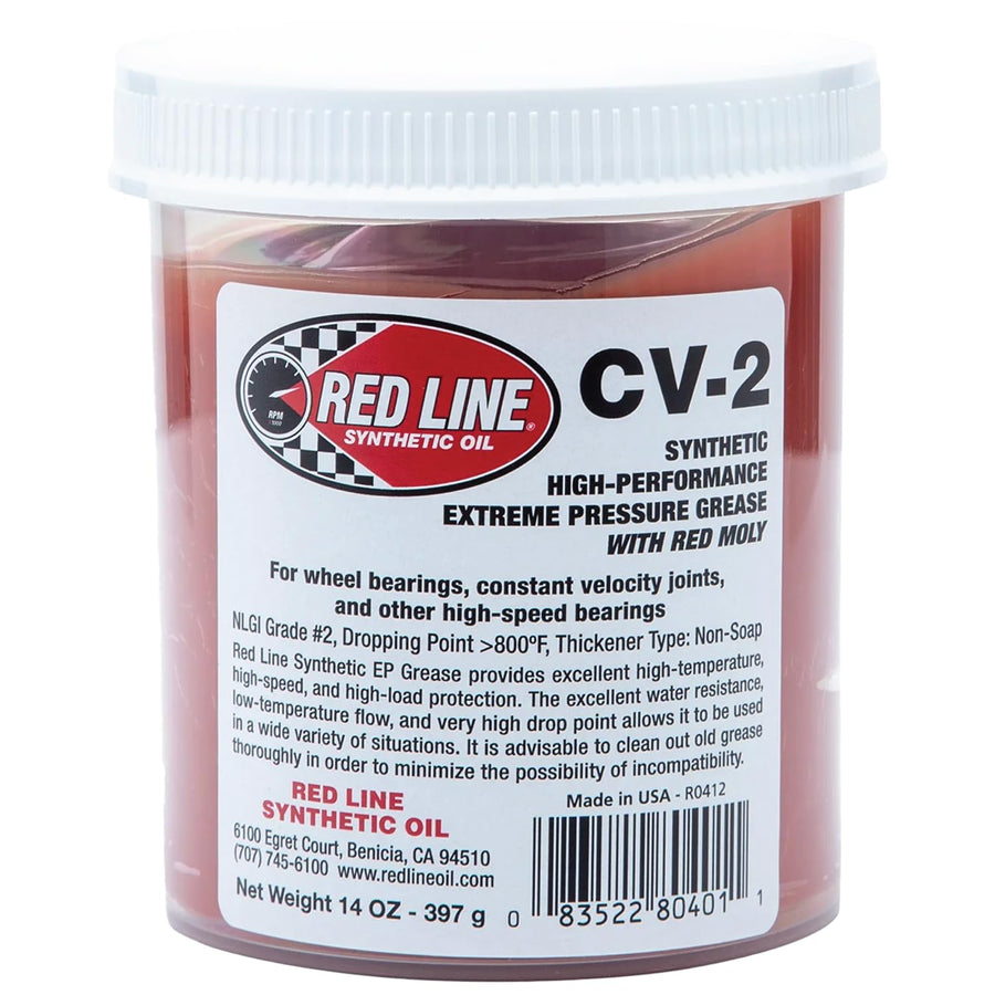 Red Line High Performance 80401 CV-2 Synthetic Grease Cartridge with Red Moly - 14 Ounce Jar