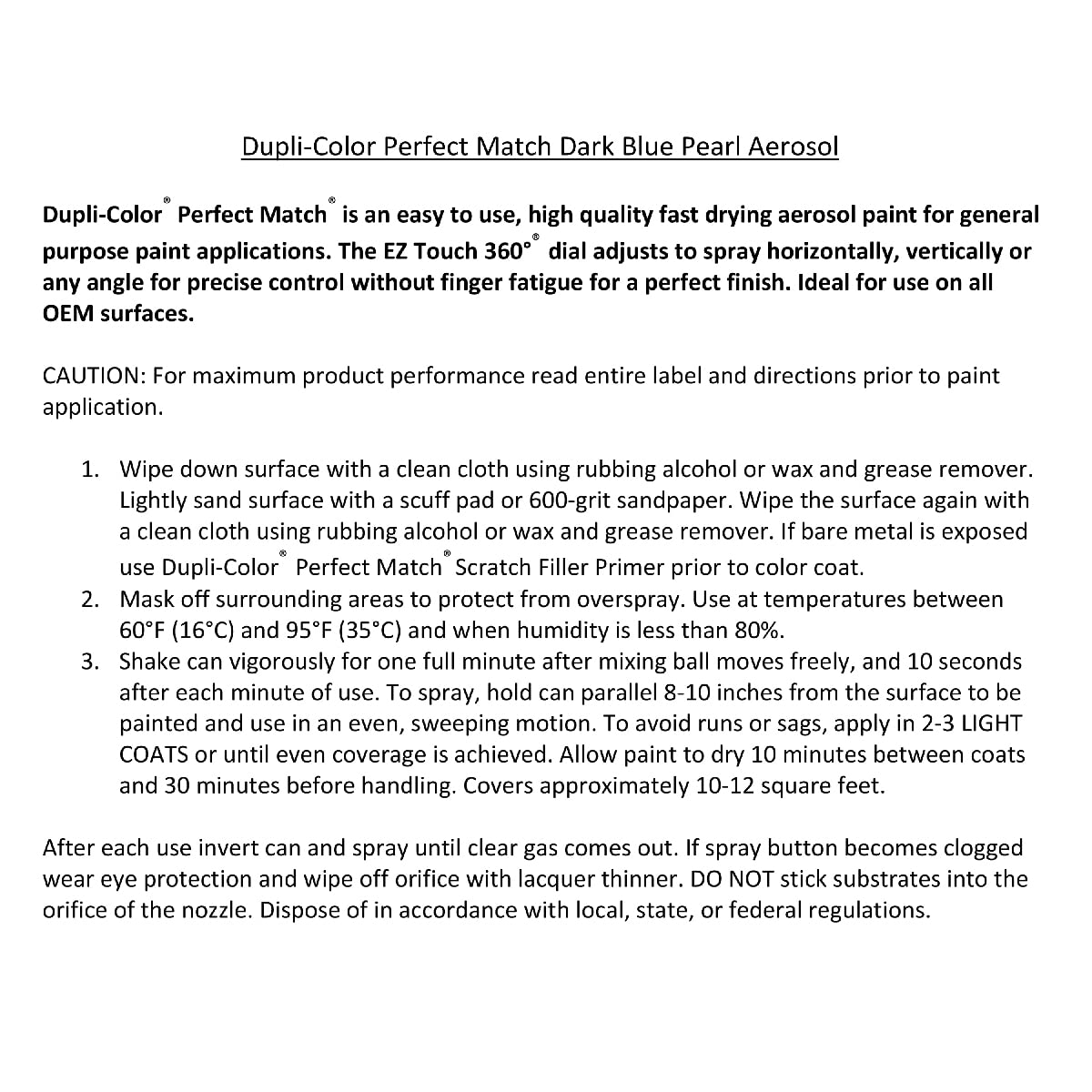 Toyota Dark Blue Pearl Dupli-Color EBTY16237 Perfect Match Automotive Spray Paint – 8 oz. Aerosol Can