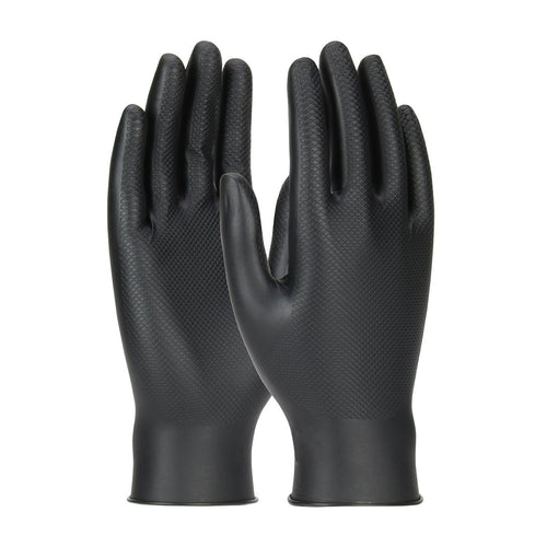 6 Mil PIP Grippaz Skins Disposable Gloves 50-Pack, Fish Scale Grip, Chemical & Oil Resistant, Black, Medium (67-246/M)