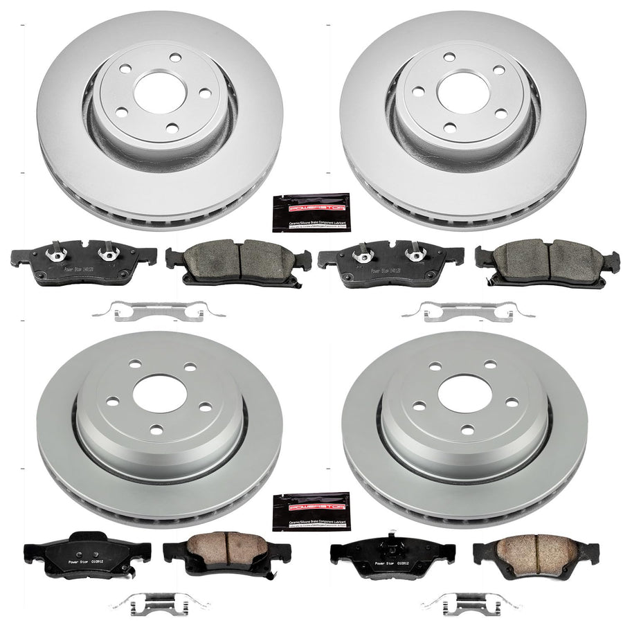 Power Stop CRK6537 Z17 Evolution Geomet Coated Brake Kit Front and Rear For Dodge Durango 2012-2020, Jeep Grand Cherokee 2013-2015 [Model Specific]