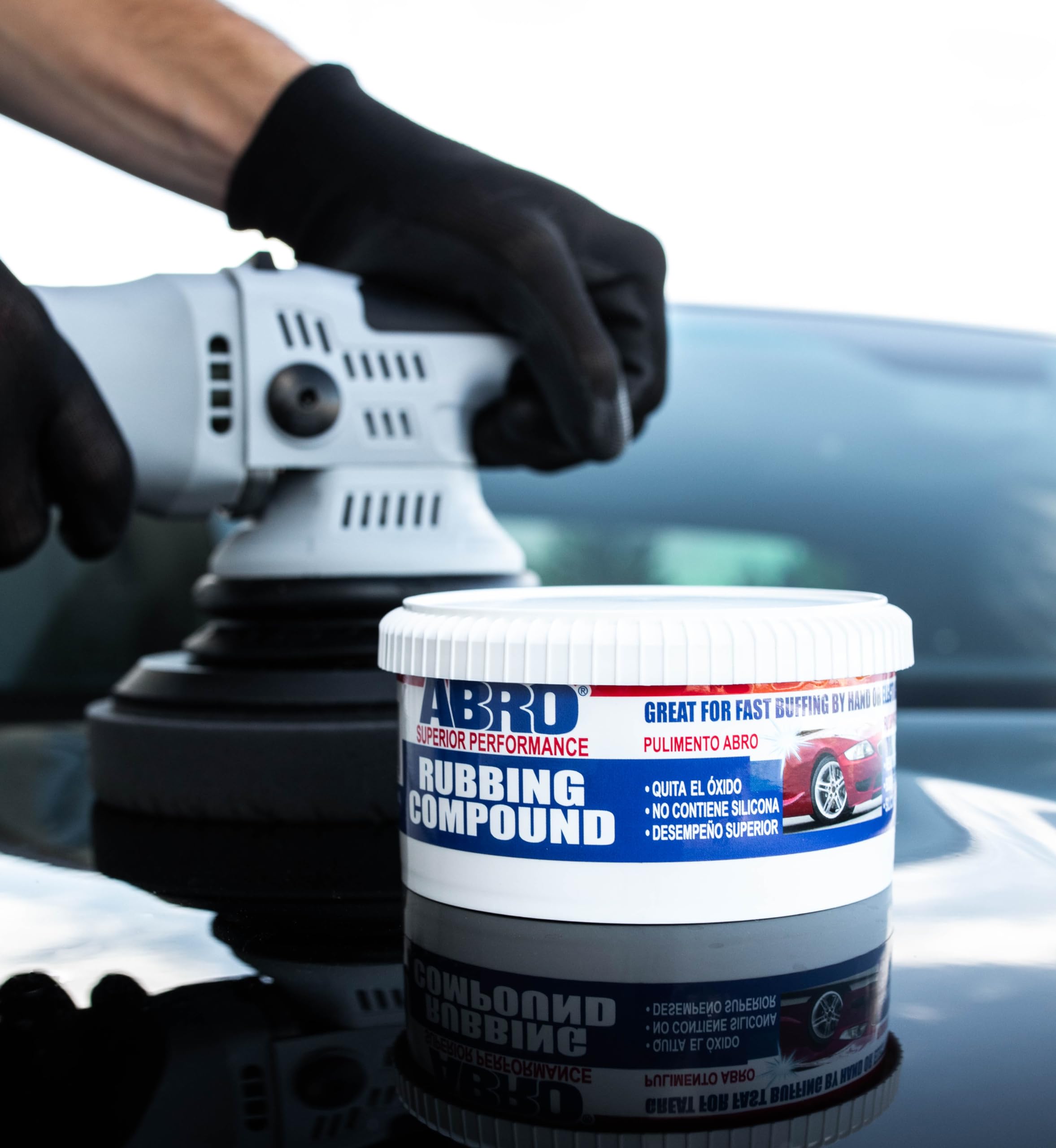 ABRO Automotive Superior Performance Rubbing Compound for Oxidized Finishes, Buff, Shine, Smooth, & Clean, Scratch Remover for Vehicles, Boats, & Bikes - 10 oz.