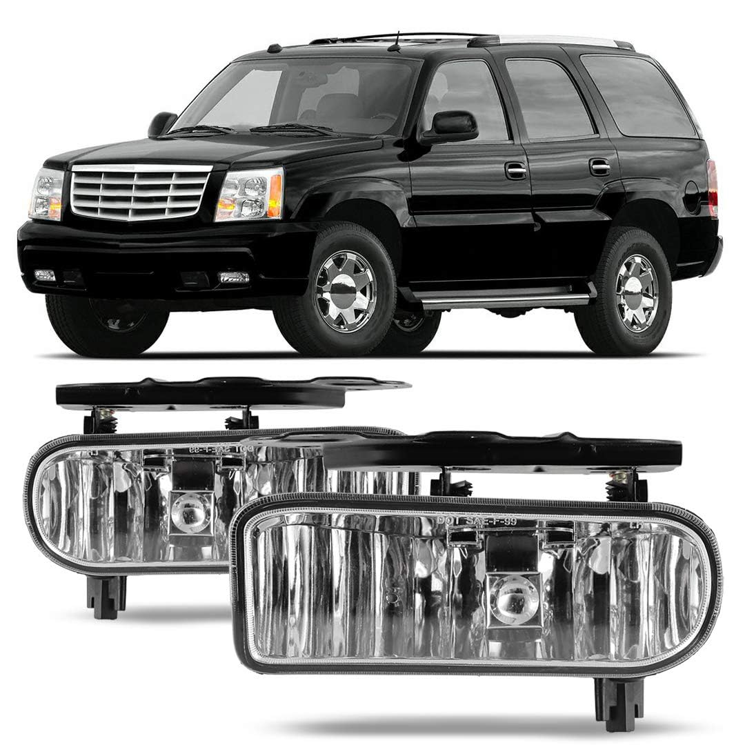 Fog Lights Winjet Driving For 2002-2006 Cadillac Escalade, 2003-2005 Cadillac Escalade ESV OEM Replacement 2PCS (Clear)