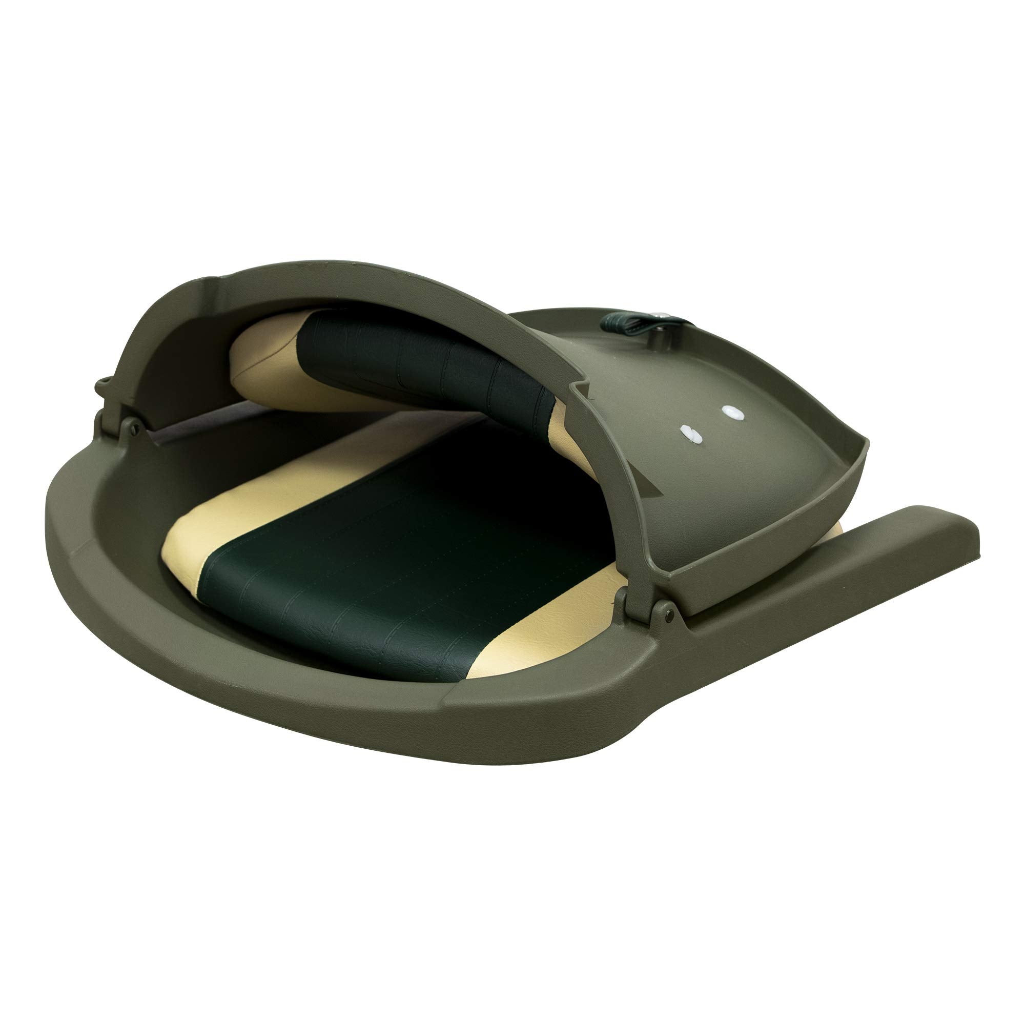 Molded Fishing Boat Seat Wise 8WD139LS-011 with Marine Grade Cushion Pads, Green Shell, Green/Sand Cushion