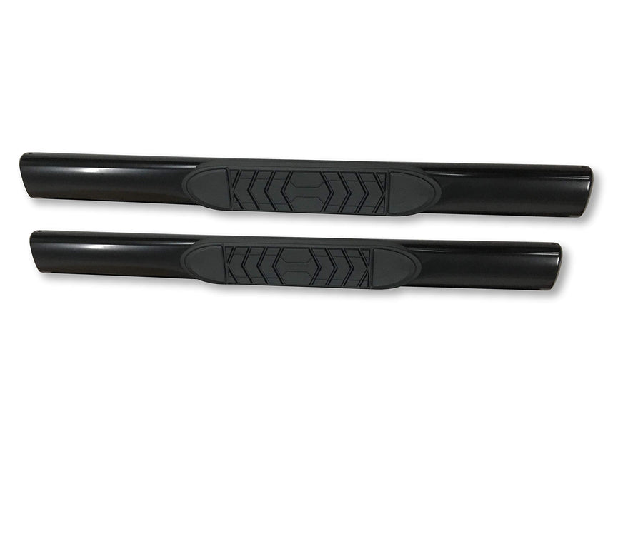 TrailFX Running Boards Fits Standard Cab Chevrolet Silverado 1500 1999–2013 Oval 5-Inch Straight Side Bars Black Powder Coated Steel with Step Pads Frame Body Mount Set of 2 Side Steps TrailFX A7001B