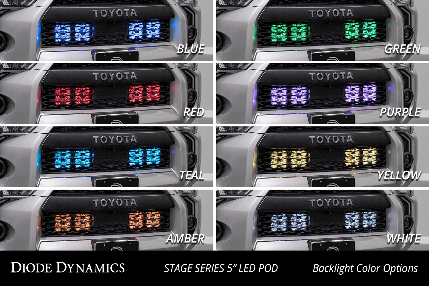 Diode Dynamics SS5 LED Stealth 4-Pod Kit compatible with 2014-2024 Toyota 4Runner, Yellow Combo Sport