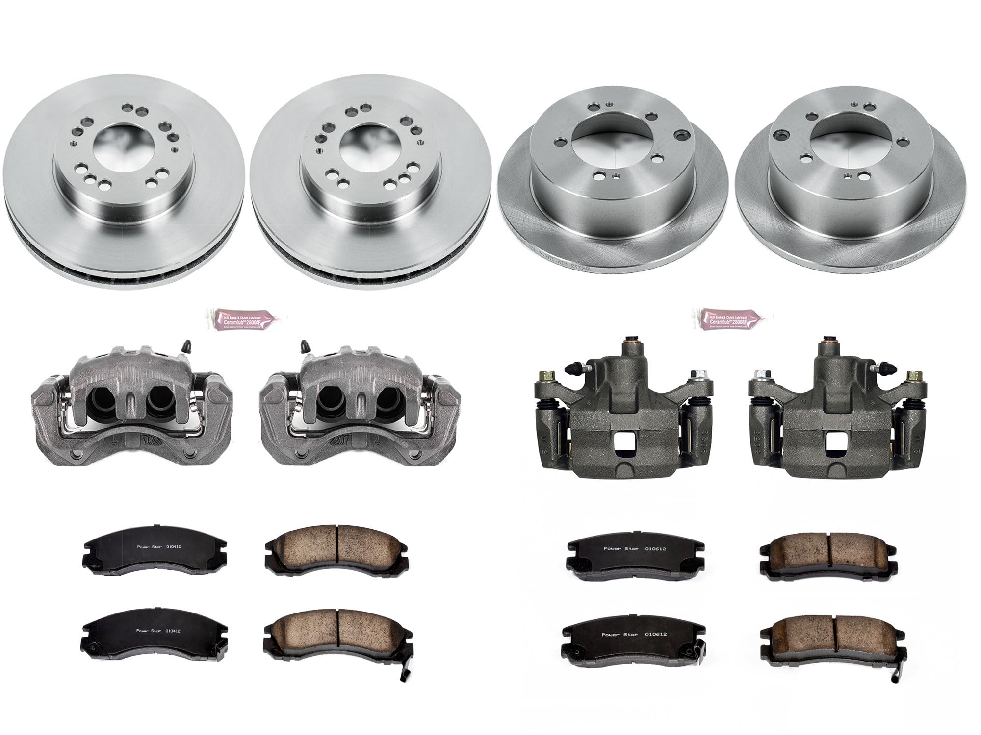 Power Stop KCOE802 Replacement Autospeciality Front and Rear Caliper Kit- OE Rotors, Ceramic Brake Pads, Calipers For Eagle Talon 1995-1997, Mitsubishi Eclipse 1995-1999 [Model Specific]