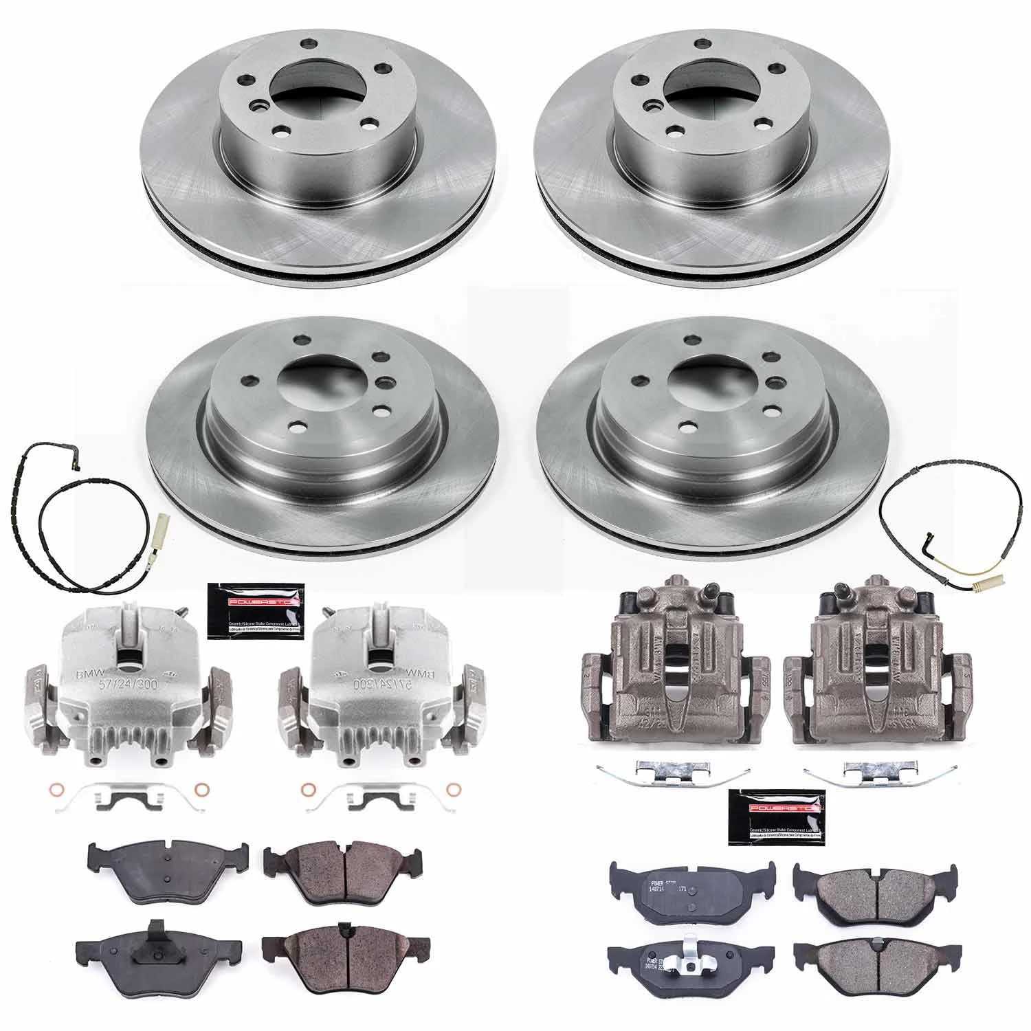 Power Stop KCOE5357 Brake Caliper Kit Replacement Front and Rear - Brake Rotor, Brake Pads & Calipers For BMW 325xi 2006 [Model Specific]