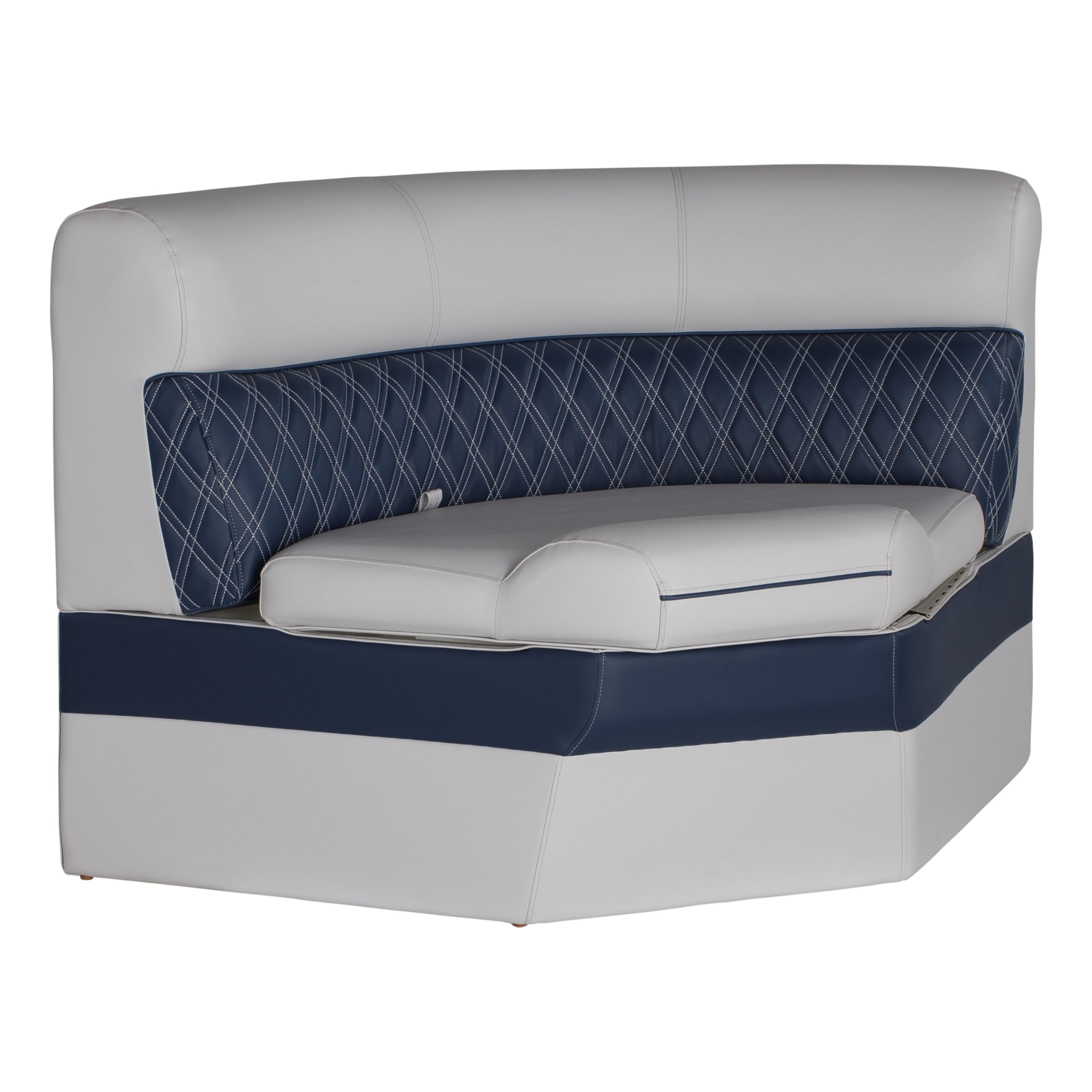 Lippert 36" Radius Corner Pontoon Seat Sunset Collection, Contoured Foam Cushioning, Durable Marine-Grade Vinyl, Built-In Dry Storage, Poly Frame, 49"L x 28"W x 30"H - 2024021322