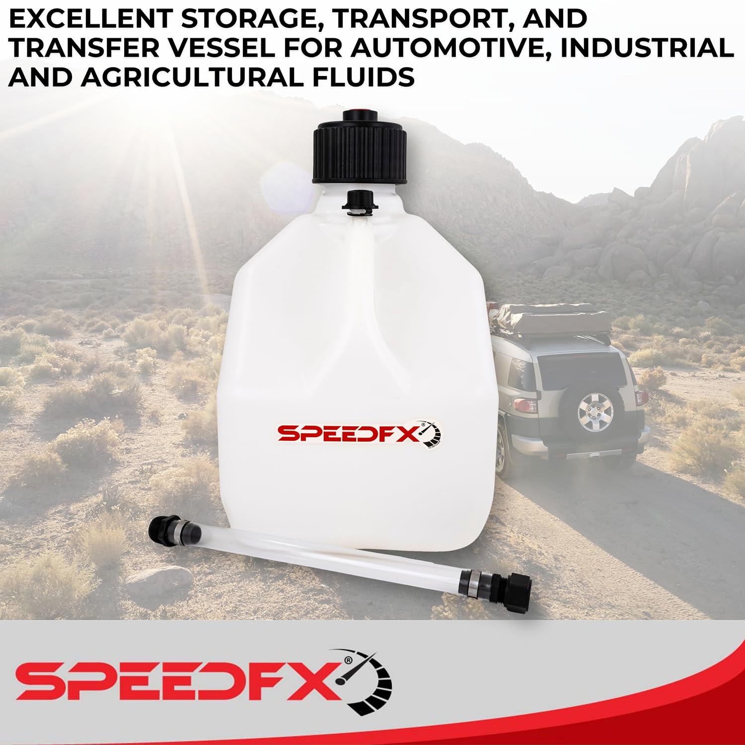 Speedfx 8731 Liquid Storage Container, Square Shape, 3 Gallon Capacity, White, Plastic