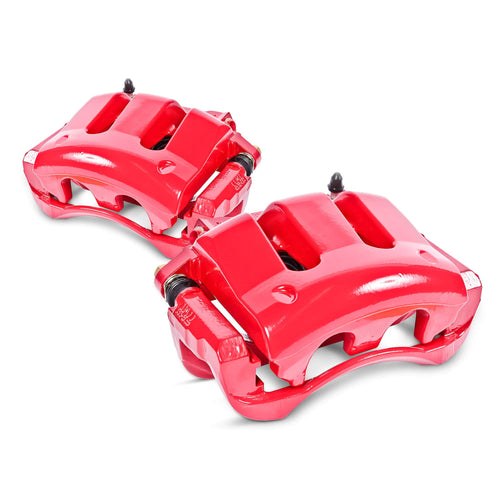 Power Stop S7342 Front Pair of High-Temp Red Powder Coated Calipers For Toyota Sequoia 2016-2022, Toyota Tundra 2016-2021 [Model Specific]